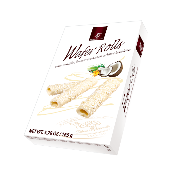 in white chocolate with desiccated coconut